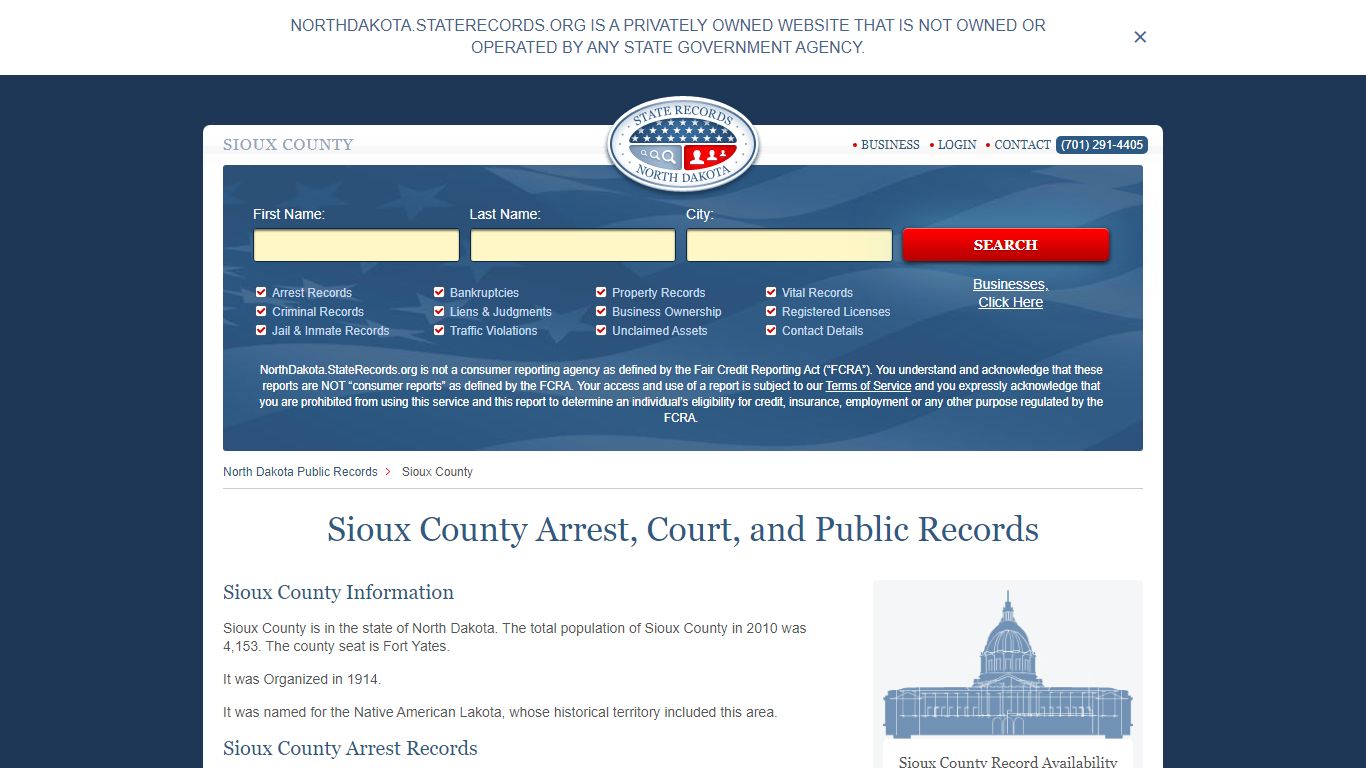 Sioux County Arrest, Court, and Public Records