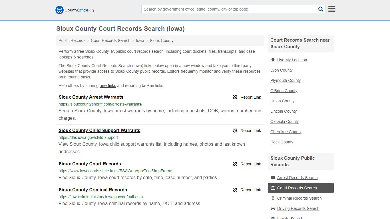 Court Records Search - Sioux County, IA (Adoptions, Criminal, Child ...