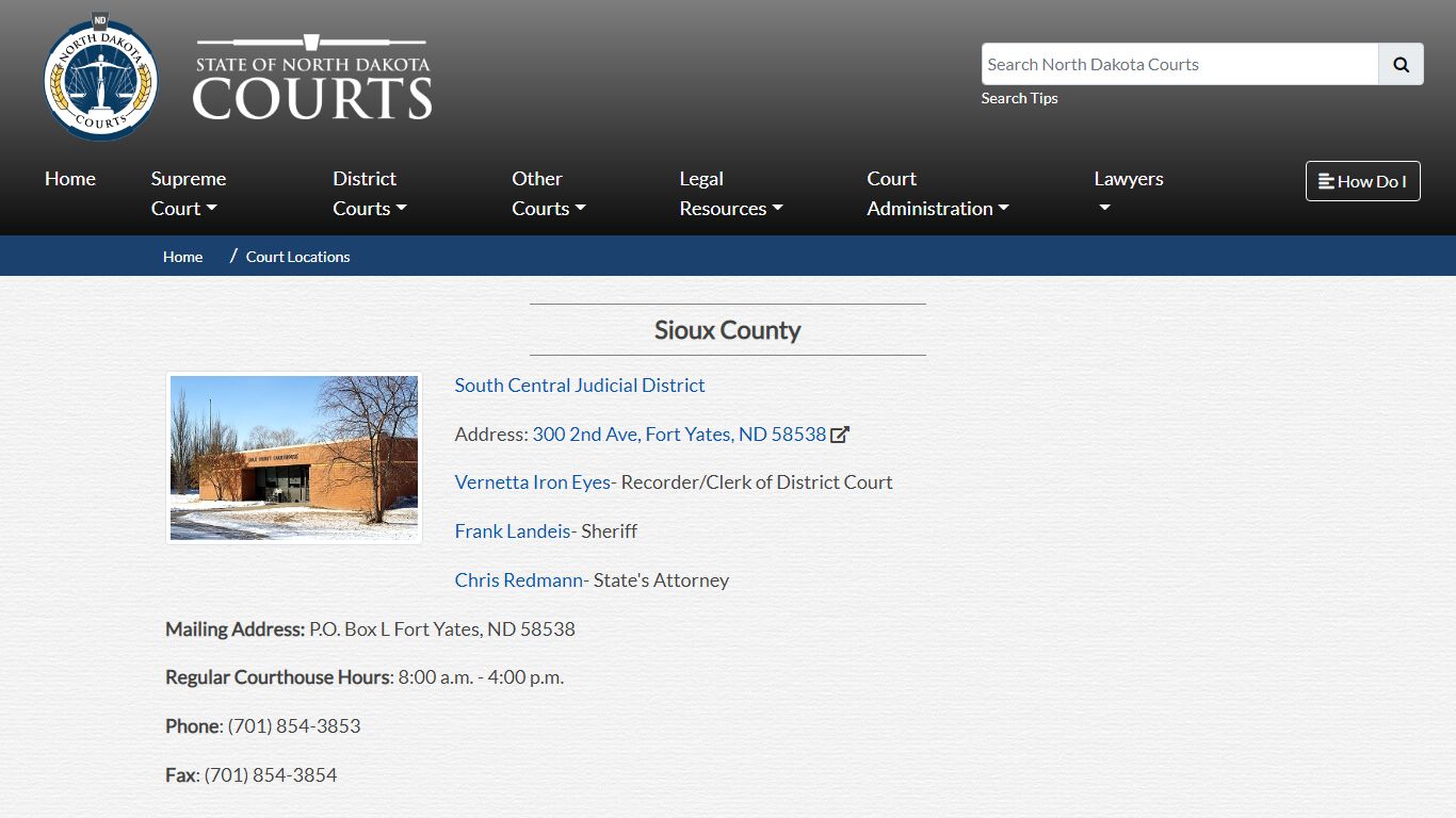 North Dakota Court System - Sioux County - North Dakota Supreme Court